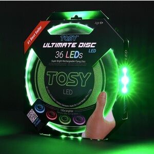 TOSSY Flying Disc 36 LEDs Extremely Bright Smart Modes Auto Light Up Disc